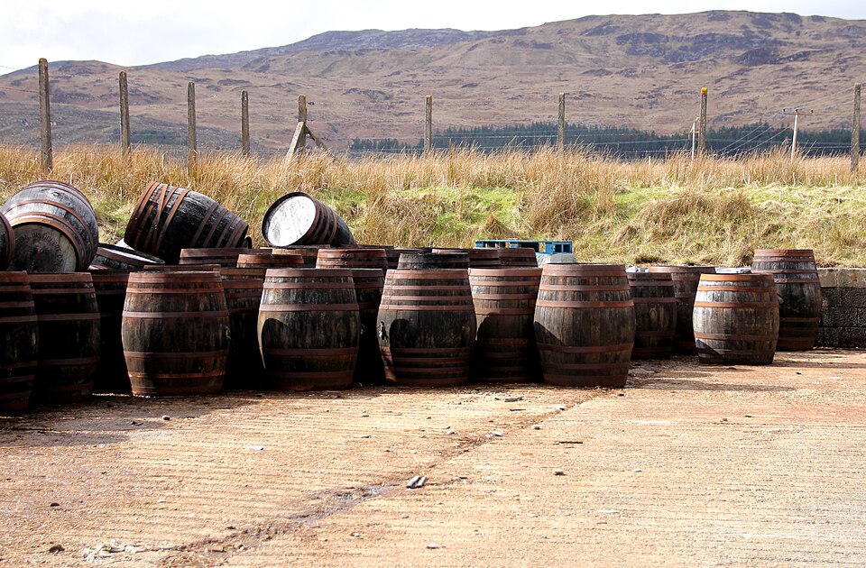 Casks maturing at the Jura distillery